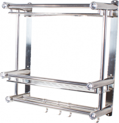Raft de baie suspendabil Zola® metalic cu 4 umerase argintiu 40x39.5x15 cm 