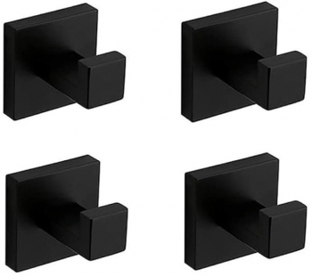 Set 4 suporturi de perete autoadezive Zola® otel inoxidabil 4.5x4.5 cm negru 