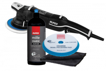 Set polisat masina Rupes BigFoot LHR21 Mark III pasta Rupes MilleCoarse black edition 1l PP-10239.RB 