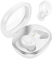 Casti Interfata Bluetooth TWS cu Carcasa Transparenta si Display Digital In ear Silicon P12 Alba 