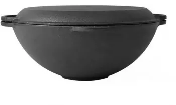 Oala de fonta tip wok cu capac 3 in 1 37x18 cm Perfect Home 