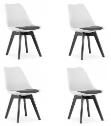 Set 4 scaune bucatarie/living Artool Mark PP lemn alb si negru perna neagra 49x43x82 cm 