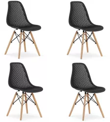 Set 4 scaune bucatarie/living Artool Maro PP lemn negru 44.5x51x82.5 cm 