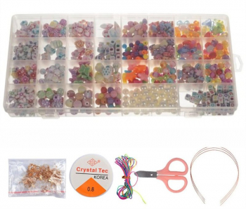 Set creativ pentru copii margele si accesorii pentru realizare bratari colorate 900 piese 13 x 26 x 2.5 cm Multicolor 