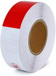 Banda reflectorizanta adeziva tip fagure - ALB-ROSU rola 5cm x 25m 