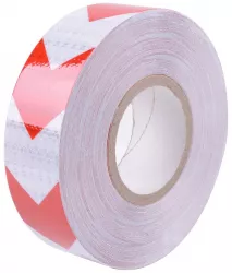 Banda reflectorizanta adeziva tip fagure - SAGEATA ROSU-ALB rola 5cm x 25m 