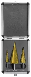 Burghie pentru metal in trepte titan trusa aluminiu set 3 buc 4-12/20/32 mm Strend Pro 