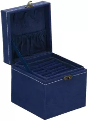 Cutie pentru bijuterii catifea albastru 12x12x12 cm Springos