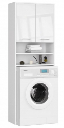 Dulap baie cu loc pentru masina de spalat placa laminata 4 rafturi 2 usi alb lucios 64x30x180 cm 