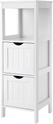 Dulap baie Vasagle placa MDF 1 raft 2 sertare alb 30x30x89 cm 