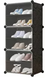 Dulap modular pentru depozitare incaltaminte Mufart plastic 3 compartimente 6 rafturi 44x31x96 cm