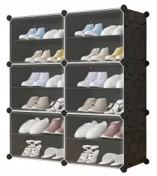 Dulap modular pentru depozitare incaltaminte Mufart plastic 6 compartimente 12 rafturi 85x31x96 cm 