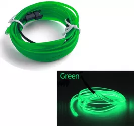 Fir Neon Auto EL Wire culoare Verde lungime 2M alimentare 12V droser inclus