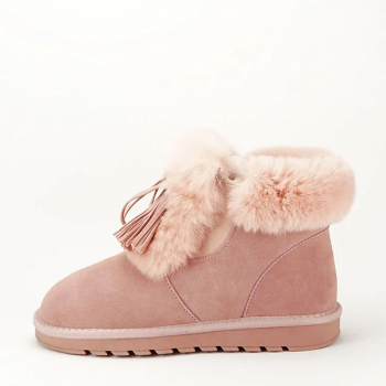 Ghete din piele naturala roz cu blanita 603 114 