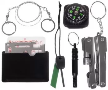 Kit turistic/supravietuire cu trusa set 7 piese 13.5x8x3.5 cm Isotrade 
