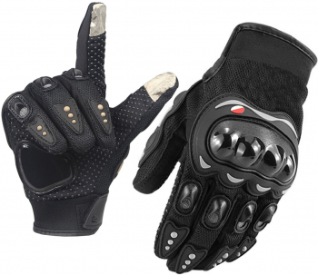 Manusi pentru motociclisti Zola® marimea L material cauciucat negre prindere cu velcro 