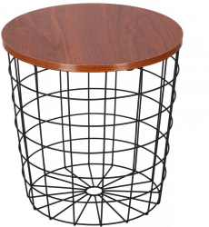 Masa rotunda cu cos depozitare MDF baza metalica negru si maro 30.5/39x40 cm Springos 