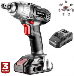 Masina de insurubat de impact cu  acumulator 2 Ah   incarcator 18 V Li-ion 180 Nm   1/2& Graphite Energy 