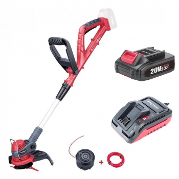 Motocoasa trimmer pentru tuns iarba electric cu acumulator 2 Ah incarcator 20V Li-ion maner telescopic 24 cm Worcraft 
