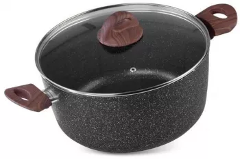 Oala rotunda cu capac 5.9L 28cm Black Marble Line MagicHome