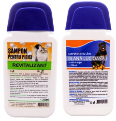 Oferta promotionala Sampoane fara parabeni si sulfati pentru caini cu blana lucioasa si pentru pisica 