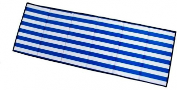 Patura plaja cu maner model dungi alb si albastru 190x70 cm Isotrade 