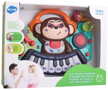 PIANINA BEBE MAIMUTICA DJ CU LUMINI SUNETE SI MICROFON 