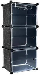 Raft/dulapior depozitat incaltaminte modular 6 polite plastic negru 44.5x30x93 cm 