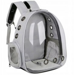 Rucsac pentru transport pisici si animale mici extensibil plastic si spuma maner gri 