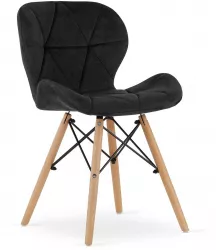 Scaun stil scandinav Artool Lago catifea lemn negru 48x43x74 cm 