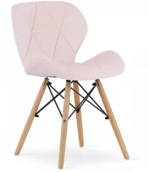 Scaun stil scandinav Artool Lago catifea lemn roz 48x43x74 cm 