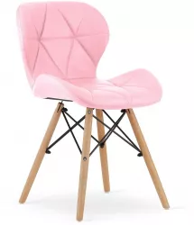 Scaun stil scandinav Artool Lago piele ecologica lemn roz 47x52x73 cm 