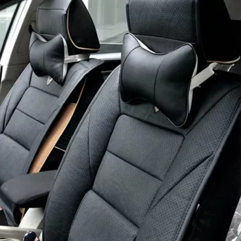 Set 2 perne pentru tetiere auto marca AMIO pentru sustinere gat din piele ecologica culoare NEGRU 