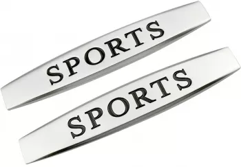 Set 2 x Embleme auto metalice autoadezive model SPORTS finisaj Crom dimensiune 10 x 1 5 cm 
