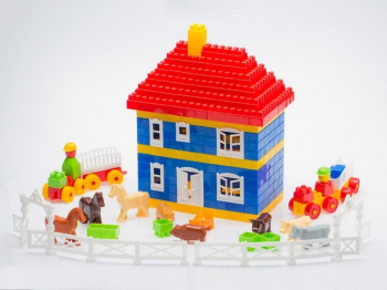 Set 292 piese cuburi de constructie din plastic pentru copii Ferma 24 x 66 cm 