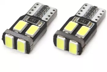 Set becuri auto cu LED CANBUS compatibil T10 W5W 6 SMD Alb 12V destinat competitiilor auto sau off-road 