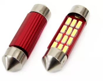 Set becuri auto cu LED CANBUS sofit compatibil C5W 12 SMD 36mm Alb 12/24V destinat competitiilor auto sau off-road 