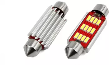 Set becuri auto cu LED CANBUS sofit compatibil C5W 12 SMD 4014 41mm Alb 12/24V destinat competitiilor auto sau off-road 