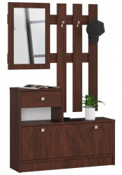 Set mobilier hol placa laminata cu pantofar cuier oglinda wenge 90x25x70/100 cm