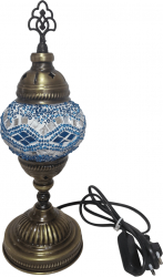 Lampa de noptiera orientala in forma de turn diametru glob 10 cm - Albastru 