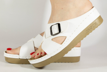 Papuci Medicinali Albi din Piele cu Gel pentru Confort - Model Maria 154002 36 
