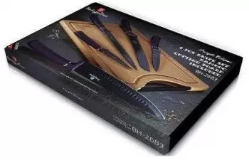 Set de Cutite cu tocator bambus 6 piese Purple Eclipse Berlinger Haus BH 2683 mov 