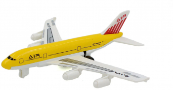 Avion galben de jucarie sistem pull-back 