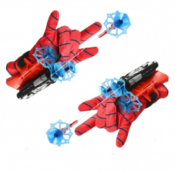 Manusi Spiderman cu ventuze sfoara si lansator IdeallStore® rosu 