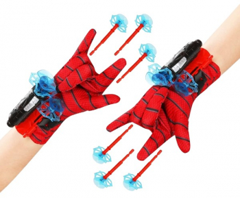 Manusi Spiderman cu ventuze si lansator IdeallStore® rosu 