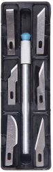 Set cutter cu 6 lame diferite pentru taiere precisa Zola® cutie blocabila 9.5x0.8x0.8cm argintiu 