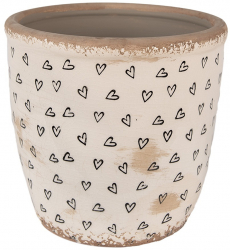 Ghiveci flori ceramica bej neagra Heart 16x16 cm 