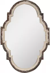 Oglinda perete lemn maro bej antichizat 63x4x91 cm 