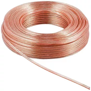 Rola cablu pentru boxe 2 x 1.5 mm lungime 10m culoare rosu/transparent 
