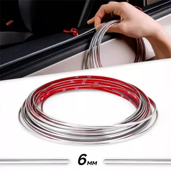 Rola Ornament autoadeziv 6mm x 15m culoare Crom SILVER 